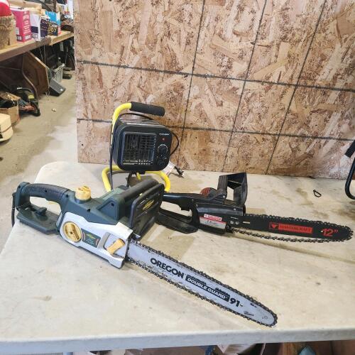 Electric chainsaw, electric heater