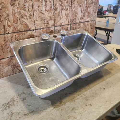Stainless double sink 31"L 21"W 8"D