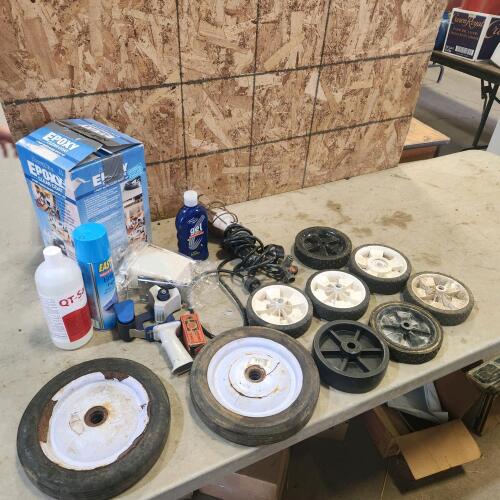 Lawnmower wheels, trouble light, etc.