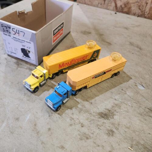 2 Vintage diecast hotwheels transport trucks