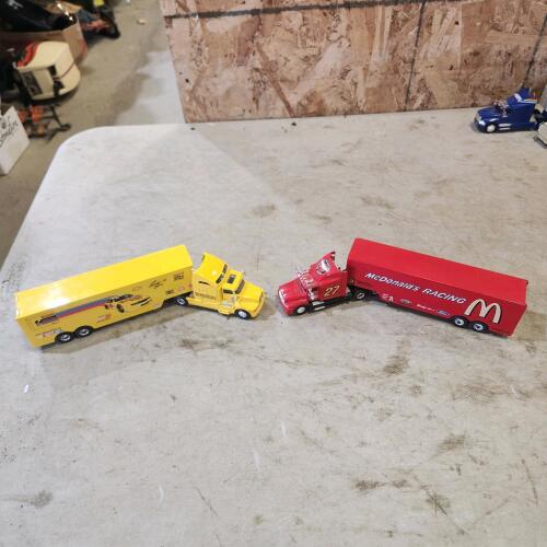 2 11" Diecast transport truck coin banks