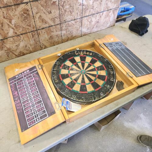 Dart board w cabinet