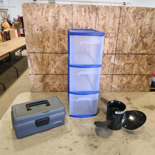 120HP Mercury outboards propeller, plastic storage drawers