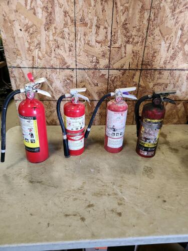 4 12" Charged fire extinguishers