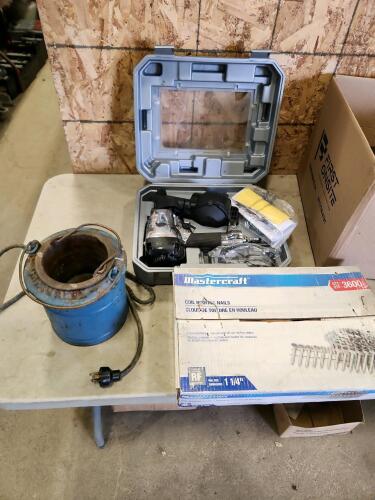 Coil nailer w nails, vintage Chromalox