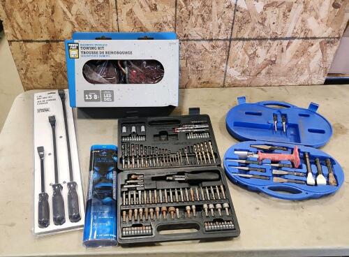 Magnetic trailer lights, punch & chisel set, prybars, etc