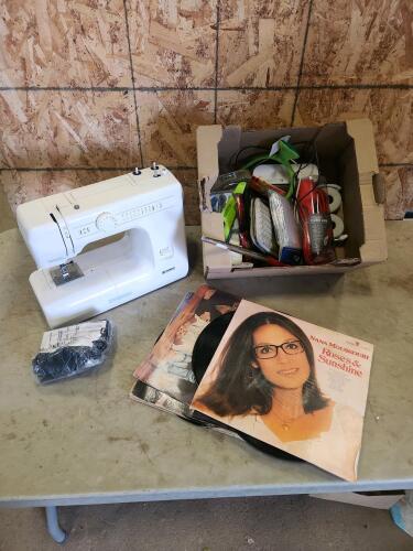 Kenmore sewing machine, records, etc