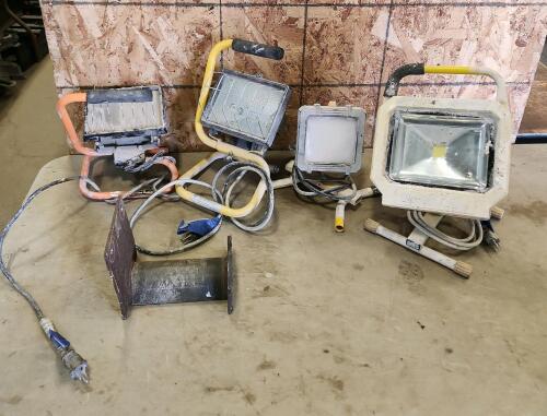 Work lights, hose rack