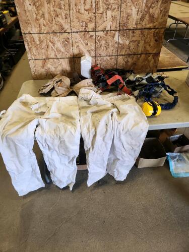 Used 38x32 work pants, safety harnesses, etc