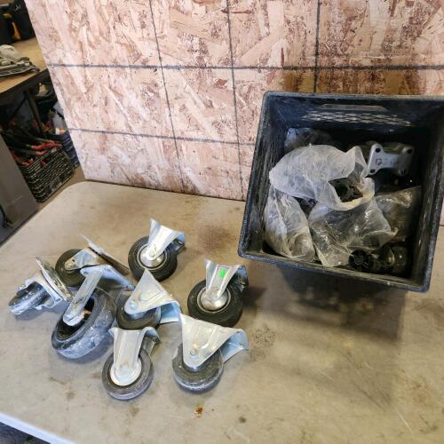 Assorted caster wheels and adj height furniture legs