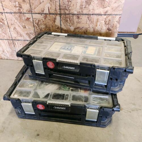 Stackable storage containers with various hardware