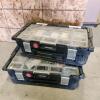 Stackable storage containers with various hardware