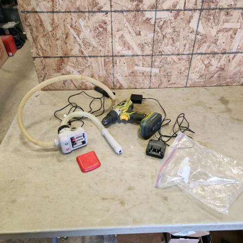 20V drill, battery operated pump