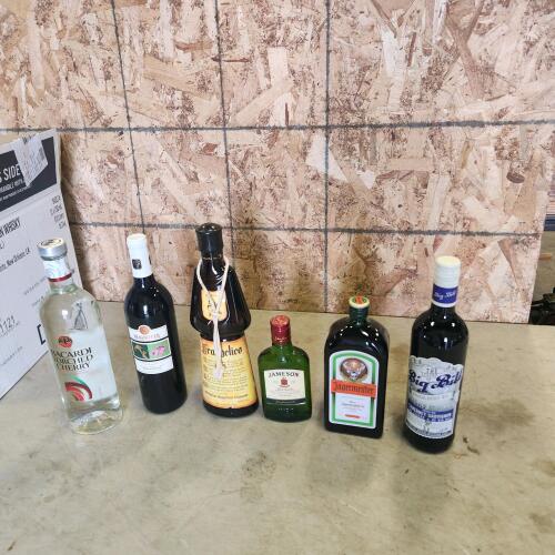 Various sealed bottles of alcohol