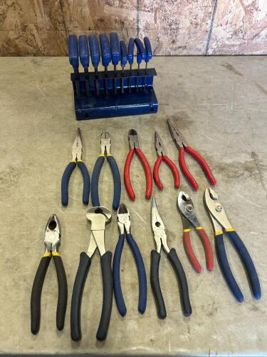 T handle hex keys, assorted pliers