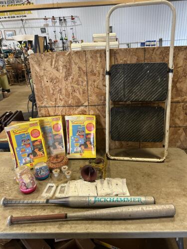 Step ladder, alum bats, etc