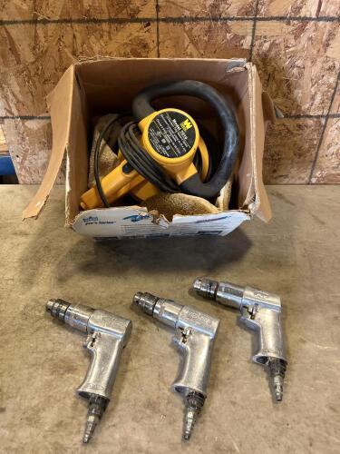 3 Reversable air drills, 10&rdquo; car buffer