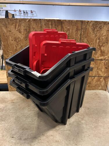 2 16gal storage bins w lids