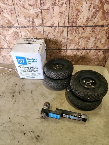 4 3.00-4 wheels 1 1/4" hitch, plastic twine