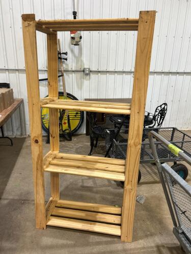Wooden shelf 32&rdquo;W 14&rdquo;D 63&rdquo;H