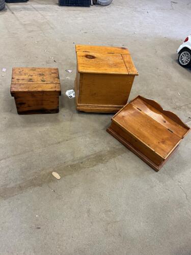 3 Various size vintage wooden boxes