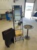 Tv trays, makeup mirror, bird bath