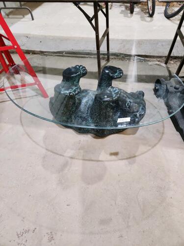Glass top table 44"L 32"W