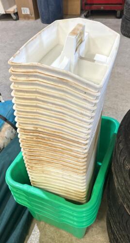 32 Tote trays, 4 poly totes