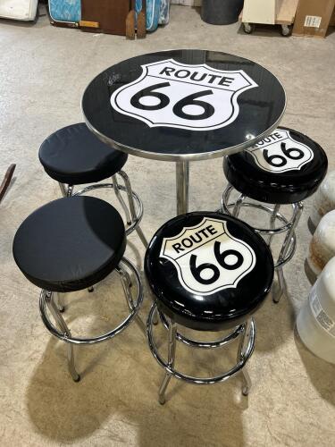 Bar stools, drink table