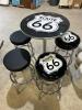Bar stools, drink table