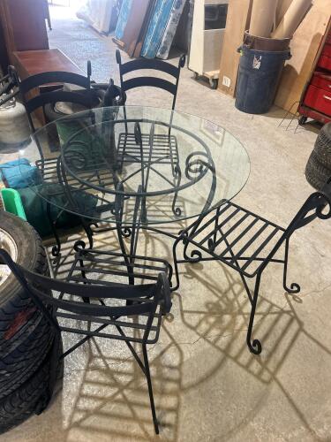 Glass top metal patio set