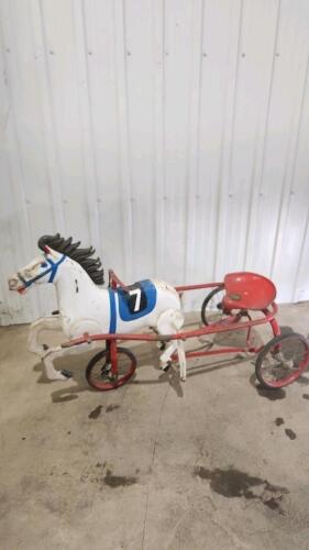 Vintage metal horse & sulky