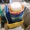 Assorted tubs, bubble wrap