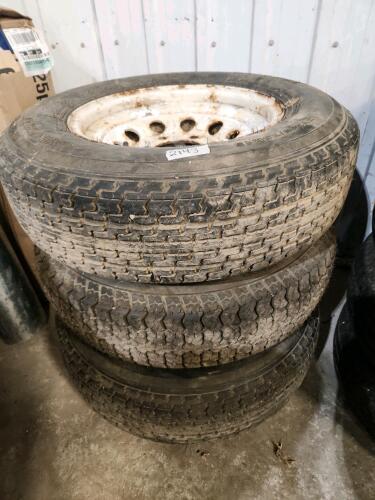 3 ST205/75R15 Trailer wheels 90% tread