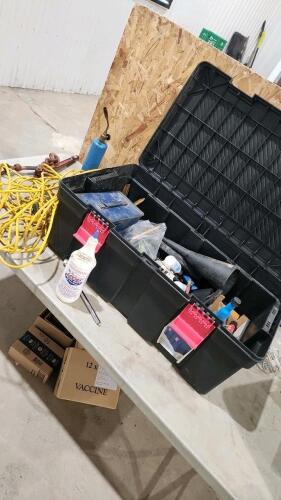 Plastic storage box w contents