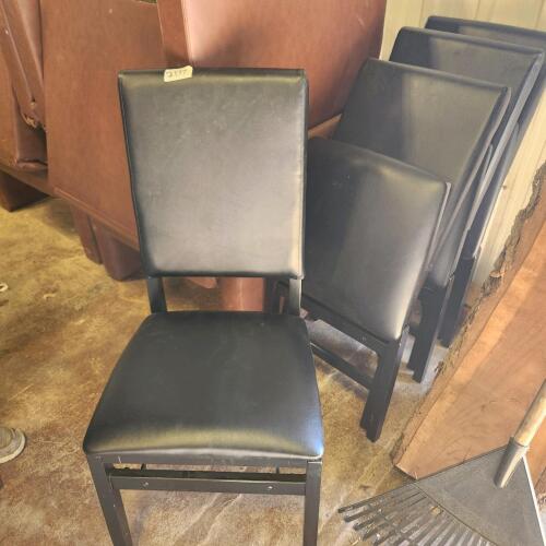 4 Leather folding chairs