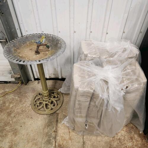 Bird bath & approx 300 egg cartons