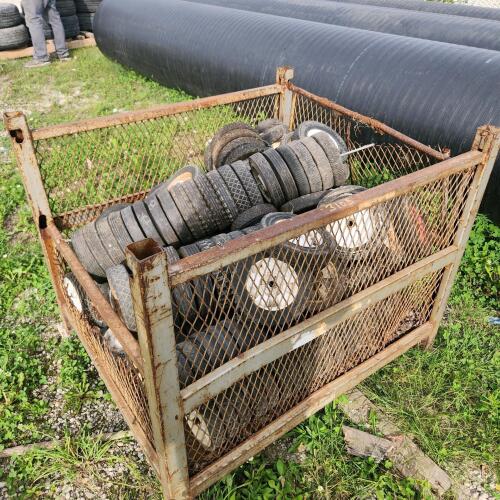 Crate & various sized lawnmower wheels