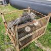 Crate & various sized lawnmower wheels