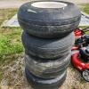 4 Wagon wheels, tires shot
