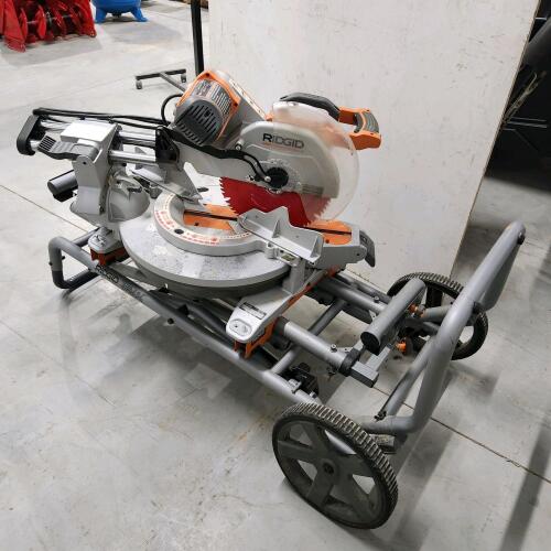 12" Ridgid working sliding mitre saw w folding stand