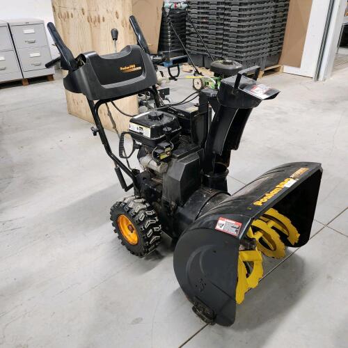 24" Poulan snow blower w electric start, runs but will need control cables