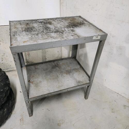 Steel framed work table 27"L 18"W 32"H