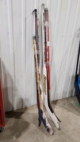 Various hockey sticks