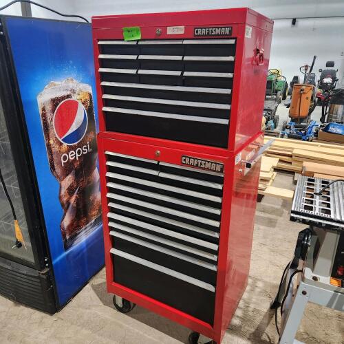 Locking Craftsman toolbox w keys 27"W 19"D 62"H