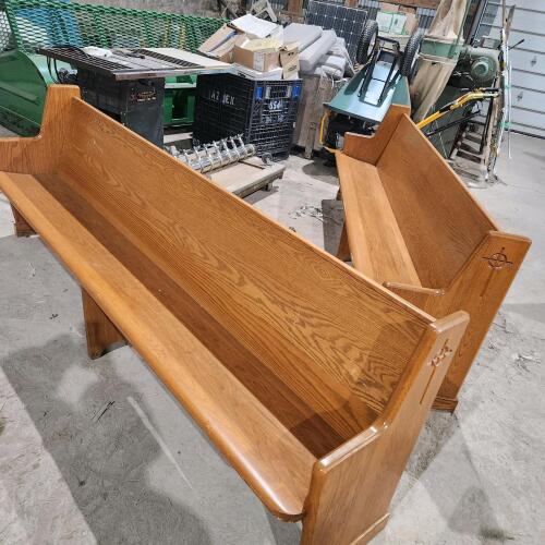 2 9' Oak church benches