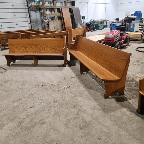 103", 80" Oak church benches missing one end