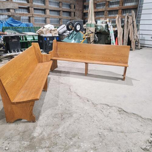 2 80" Oak church benches missing one end