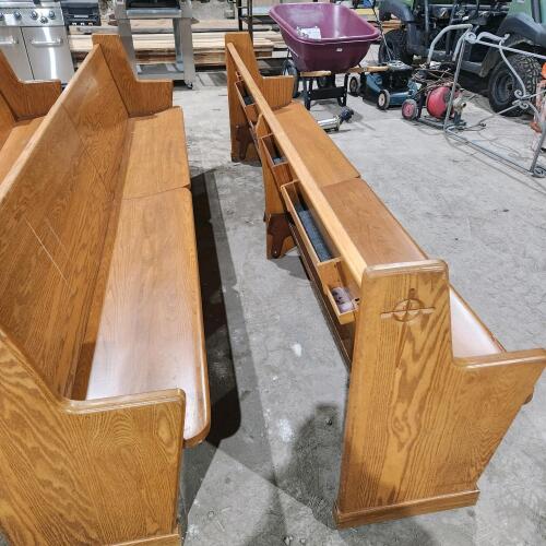 2 116" Oak joined church benches