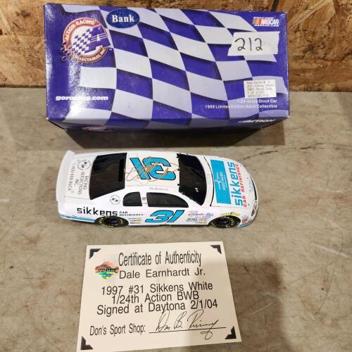 1:24 Scale signed diecast dale jr stock car coin bank